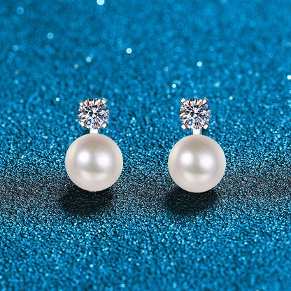 [Avelora]ELEGANT NATURAL PEARL & MOISSANITE DROP EARRINGS