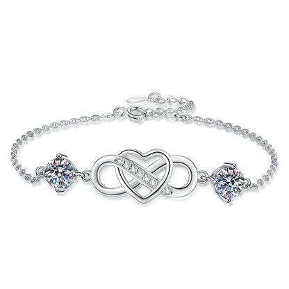 [Avelora]DOUBLE-STONE "LOVE LINK" MOISSANITE BRACELET