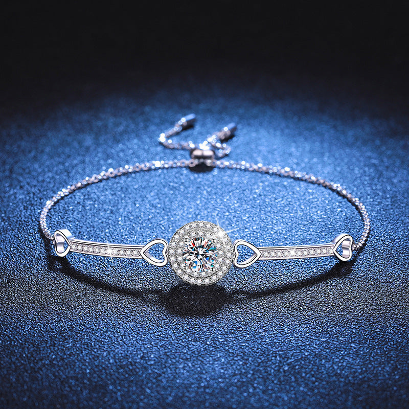 [Avelora]INTERLOCKING HEART & CIRCLE MOISSANITE BRACELET