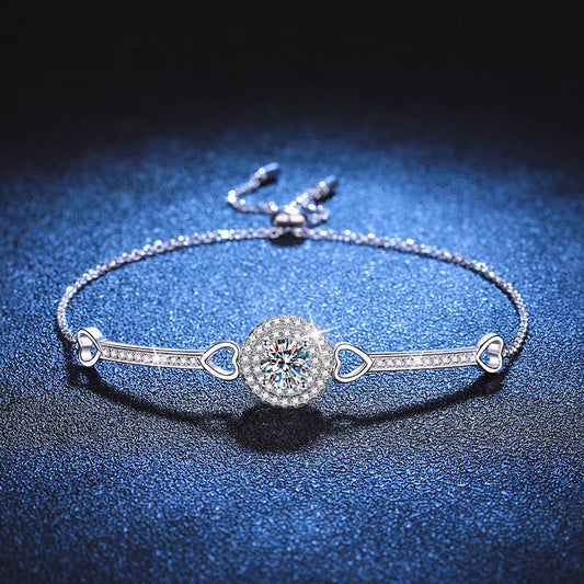 [Avelora]INTERLOCKING HEART & CIRCLE MOISSANITE BRACELET