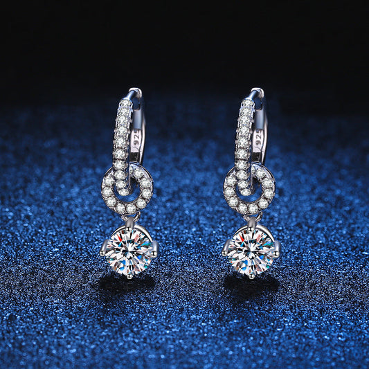 [Avelora]INTERLOCKING DOUBLE RING MOISSANITE DROP EARRINGS