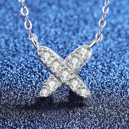[Avelora]MODERN X-SHAPE PAVÉ MOISSANITE NECKLACE