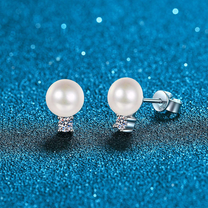 [Avelora]ELEGANT NATURAL PEARL & MOISSANITE DROP EARRINGS
