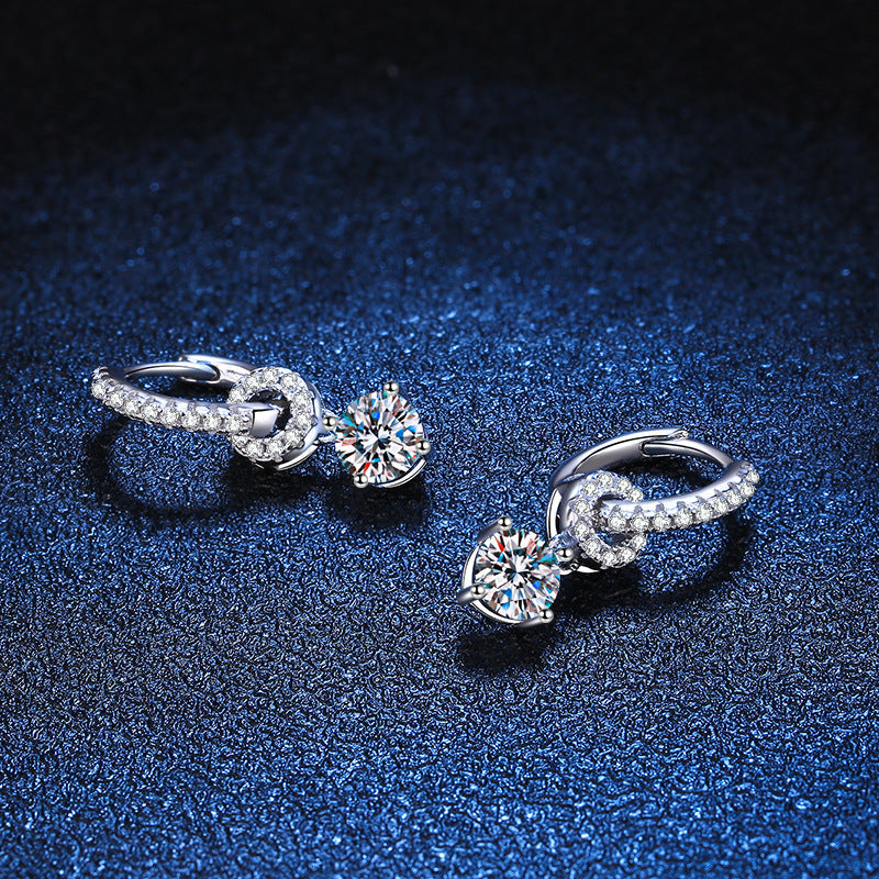 [Avelora]INTERLOCKING DOUBLE RING MOISSANITE DROP EARRINGS