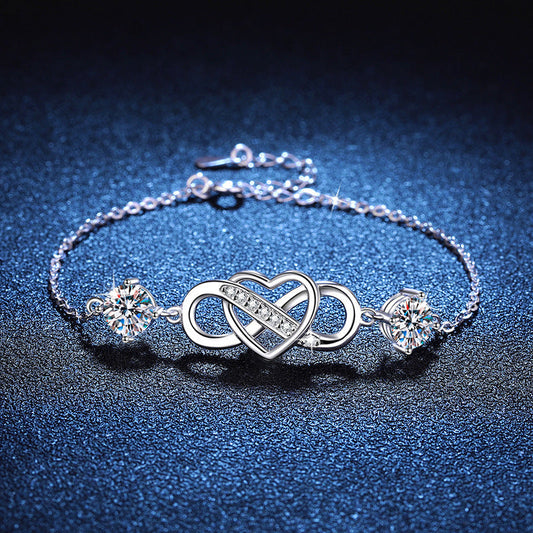 [Avelora]DOUBLE-STONE "LOVE LINK" MOISSANITE BRACELET
