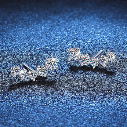 [Avelora]SPARKLING SMILE ARC MOISSANITE STUD EARRINGS