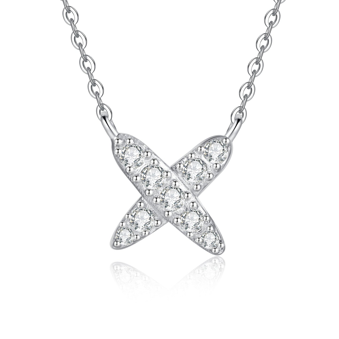 [Avelora]MODERN X-SHAPE PAVÉ MOISSANITE NECKLACE