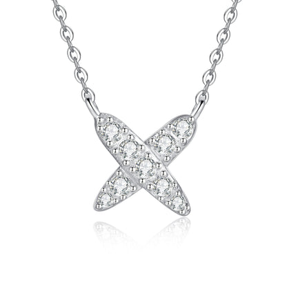 [Avelora]MODERN X-SHAPE PAVÉ MOISSANITE NECKLACE