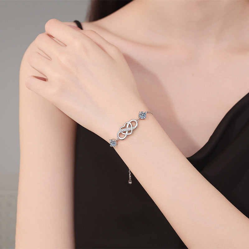 [Avelora]DOUBLE-STONE "LOVE LINK" MOISSANITE BRACELET