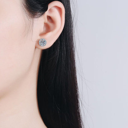 [Avelora]CLASSIC 4-PRONG ROUND MOISSANITE STUD EARRINGS