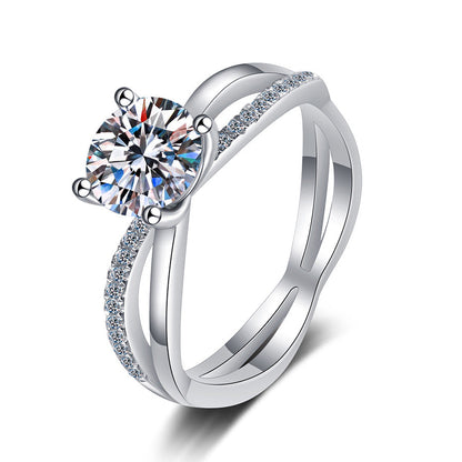 [Avelora]ELEGANT 4-PRONG CROSSOVER MOISSANITE ENGAGEMENT RING