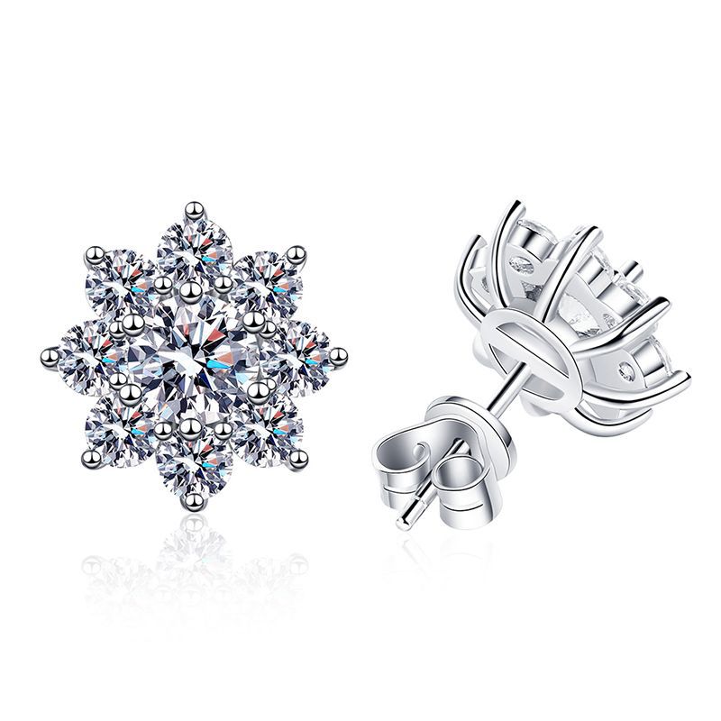 [Avelora]RADIANT SUNFLOWER MOISSANITE STUD EARRINGS