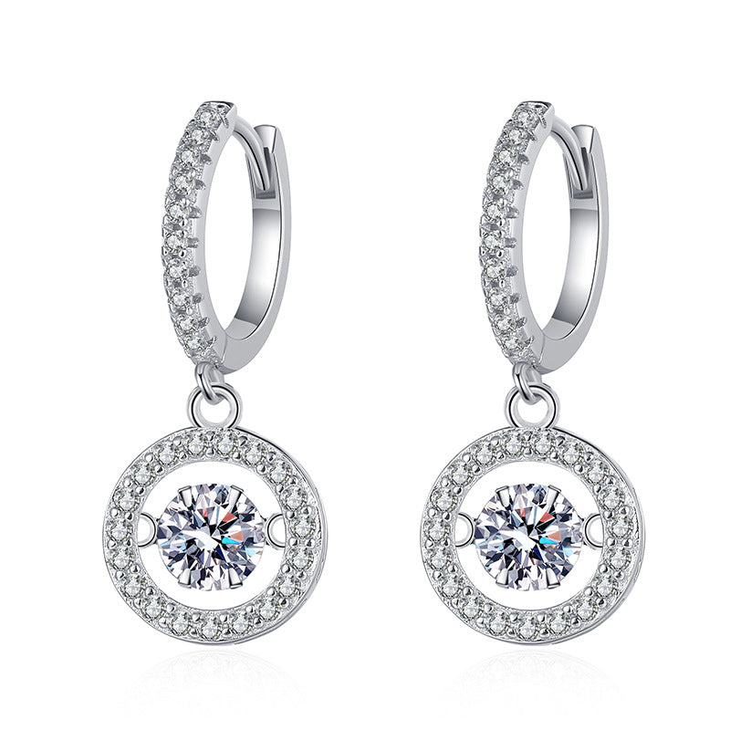 [Avelora]DANCING MOISSANITE HALO DROP HOOP EARRINGS