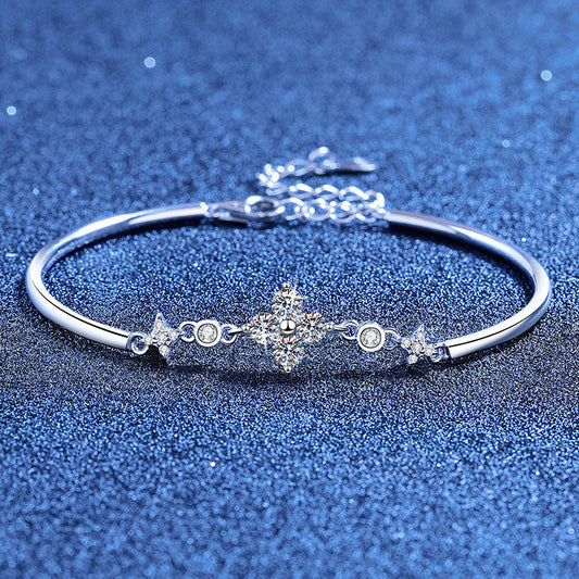 [Avelora]CLOVER & TWIN-STAR MOISSANITE BRACELET