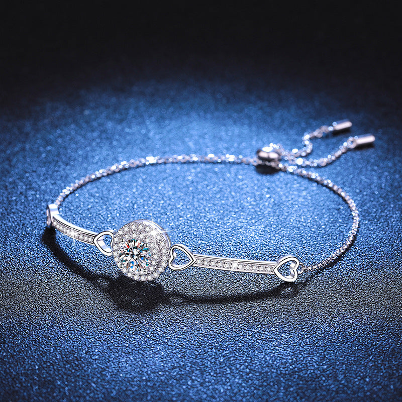[Avelora]INTERLOCKING HEART & CIRCLE MOISSANITE BRACELET