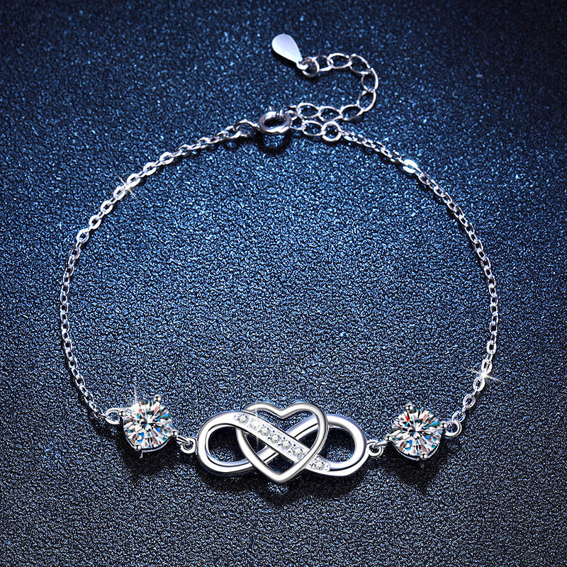 [Avelora]DOUBLE-STONE "LOVE LINK" MOISSANITE BRACELET