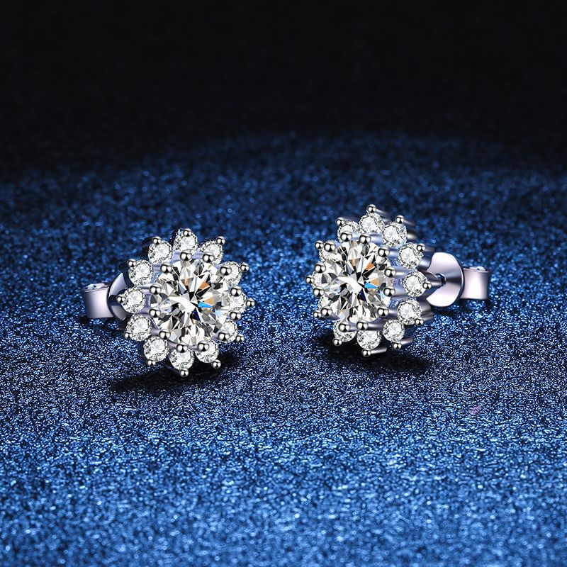 [Avelora]BLOOMING SUNFLOWER MOISSANITE STUD EARRINGS