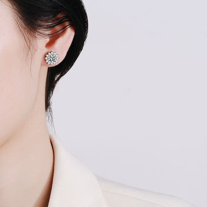 [Avelora]BLOOMING SUNFLOWER MOISSANITE STUD EARRINGS
