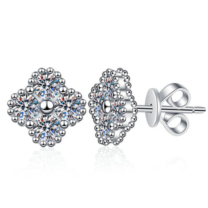 [Avelora]ELEGANT FOUR-LEAF CLOVER MOISSANITE STUD EARRINGS