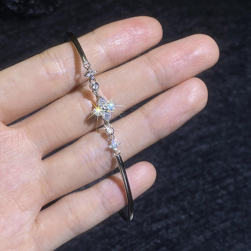 [Avelora]CLOVER & TWIN-STAR MOISSANITE BRACELET