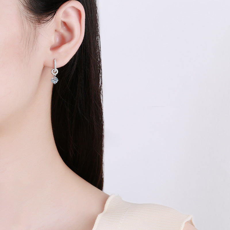 [Avelora]INTERLOCKING DOUBLE RING MOISSANITE DROP EARRINGS