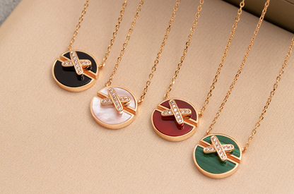 [Avelora]JEUX DE ROSE GOLD DIAMOND NECKLACE