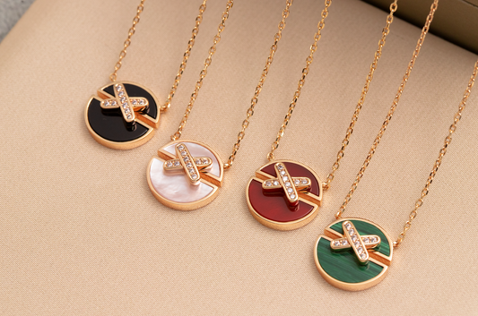 [Avelora]JEUX DE ROSE GOLD DIAMOND NECKLACE
