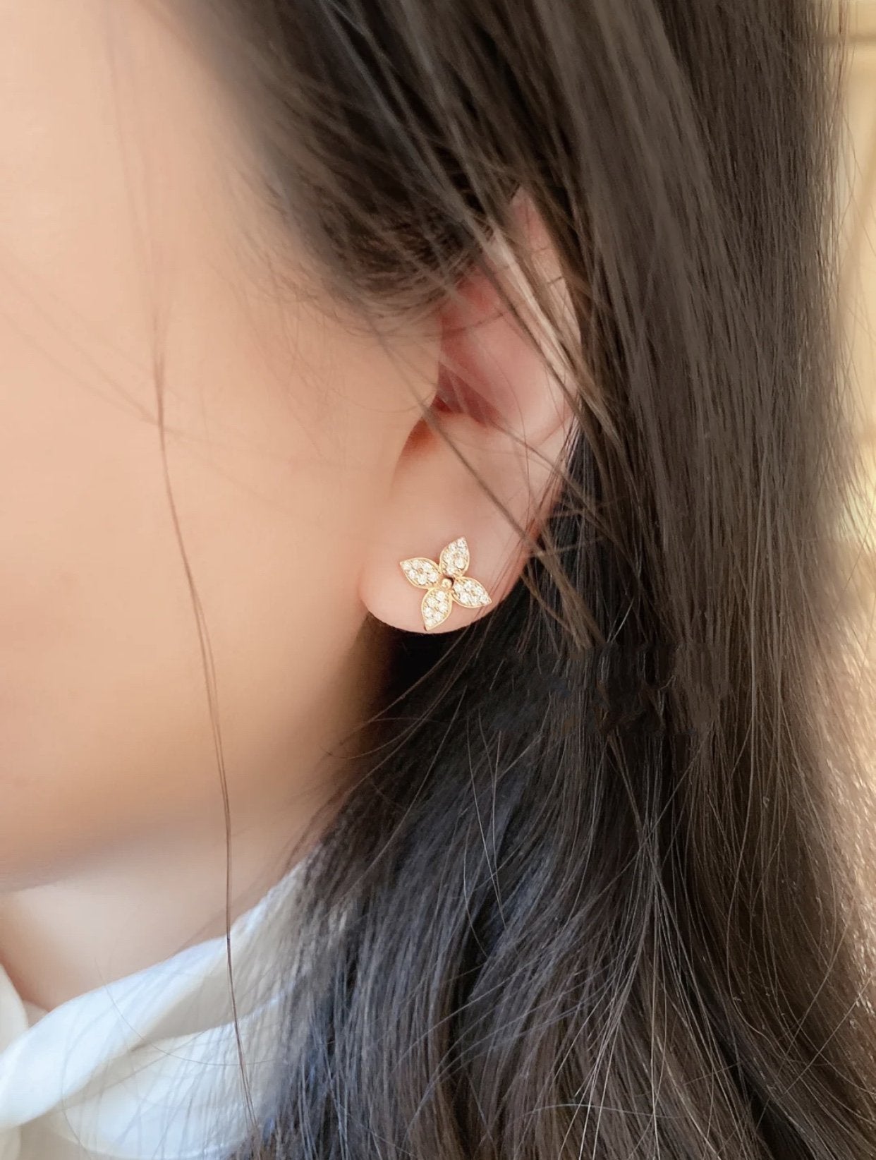 [Avelora]STAR BLOSSOM STUD EARRINGS ROSE GOLD DIAMONDS