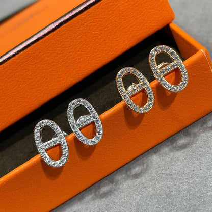 [Avelora]HM FULL DIAMOND PIG NOSE STUD EARRINGS