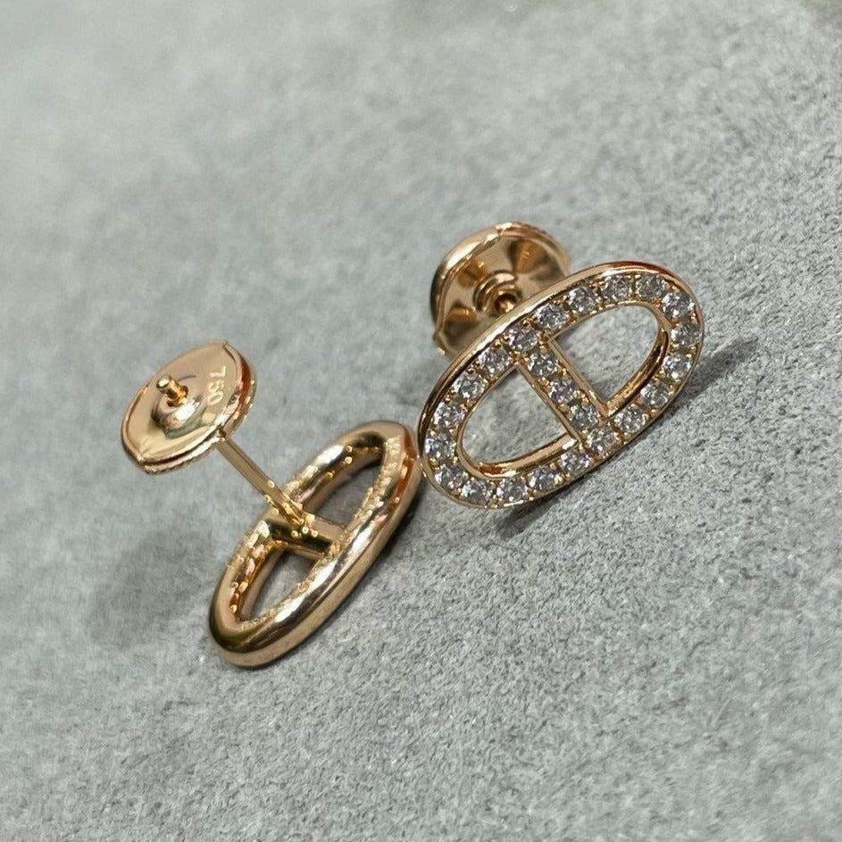 [Avelora]HM FULL DIAMOND PIG NOSE STUD EARRINGS