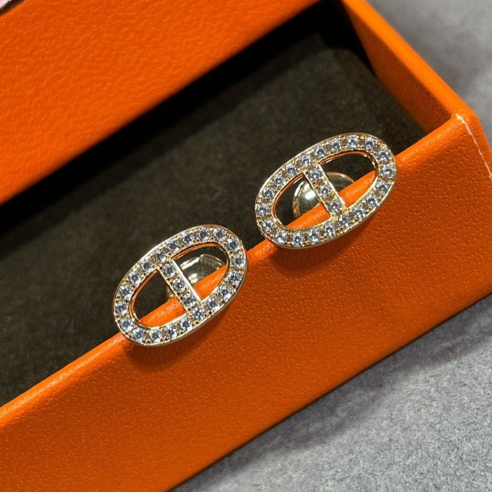 [Avelora]HM FULL DIAMOND PIG NOSE STUD EARRINGS