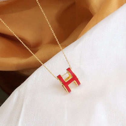 [Avelora]HM CLIC RED ENAMEL GOLD NECKLACE