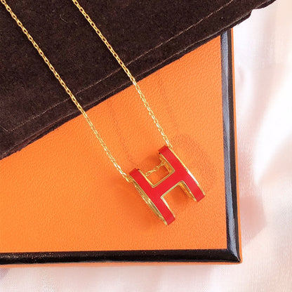 [Avelora]HM CLIC RED ENAMEL GOLD NECKLACE
