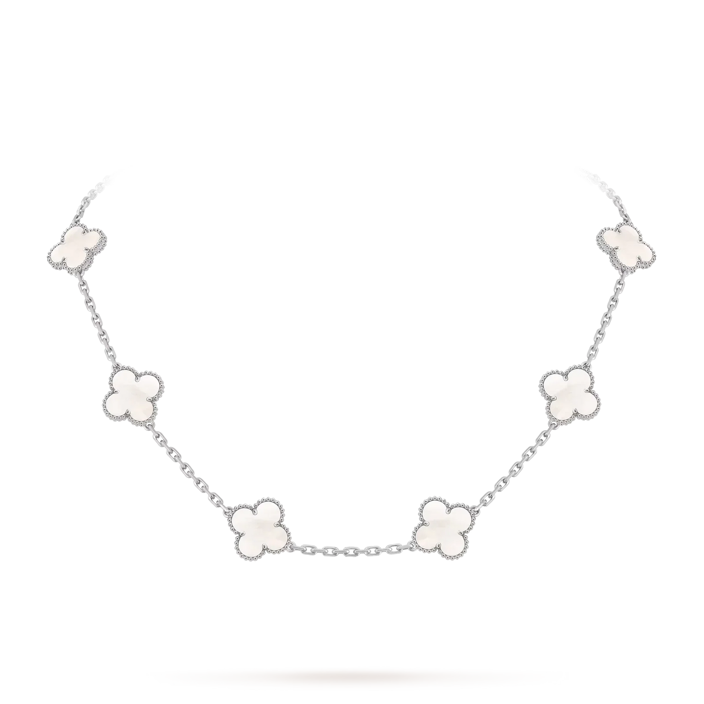 [Avelora]CLASSIC LUCKY 10-MOTIF CLOVER NECKLACE WHITE GOLD COLLECTION