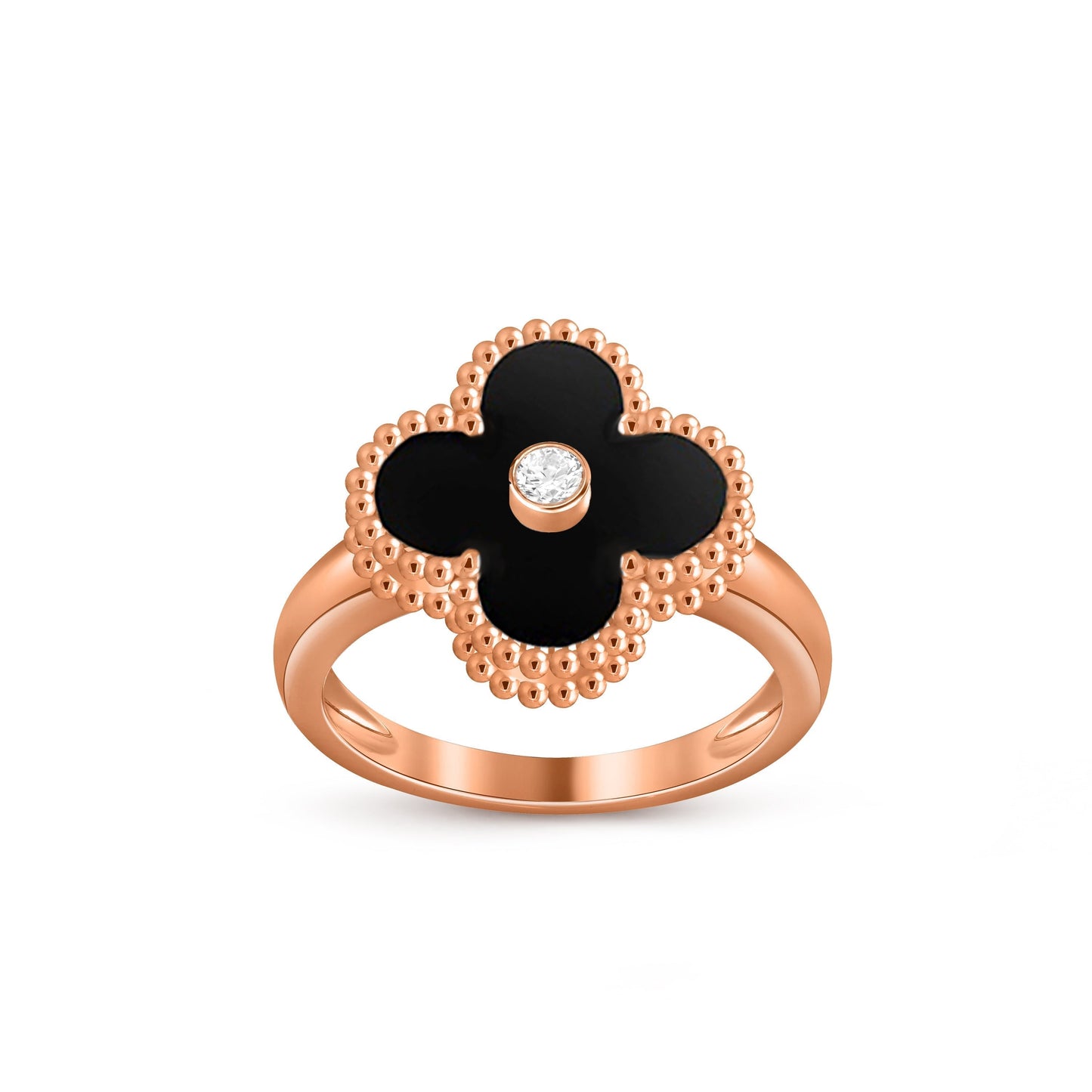 [Avelora]LUCKY CLOVER DIAMOND-ACCENT ROSE GOLD RING COLLECTION