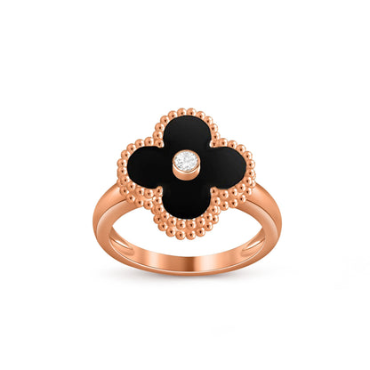 [Avelora]LUCKY CLOVER DIAMOND-ACCENT ROSE GOLD RING COLLECTION