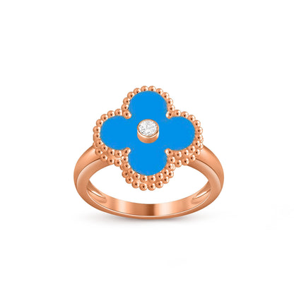 [Avelora]LUCKY CLOVER DIAMOND-ACCENT ROSE GOLD RING COLLECTION