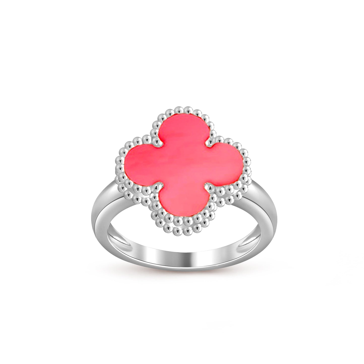 [Avelora]LUCKY CLOVER VINTAGE WHITE GOLD RING COLLECTION