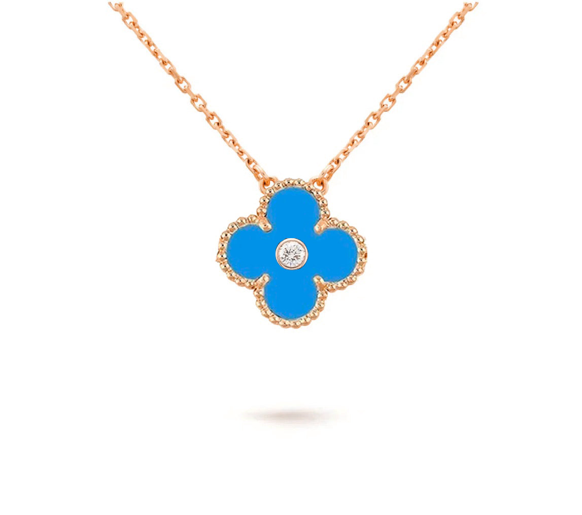 [Avelora]15MM CLOVER FLOWER DIAMOND PENDANT NECKLACE COLLECTION