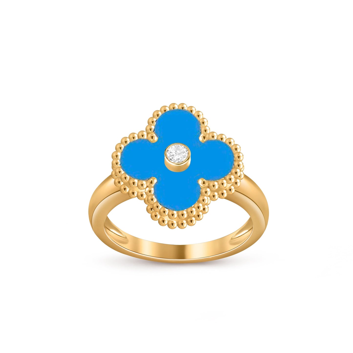 [Avelora]LUCKY CLOVER DIAMOND-ACCENT GOLD RING COLLECTION