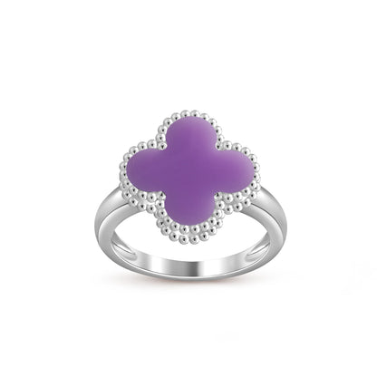 [Avelora]LUCKY CLOVER VINTAGE WHITE GOLD RING COLLECTION