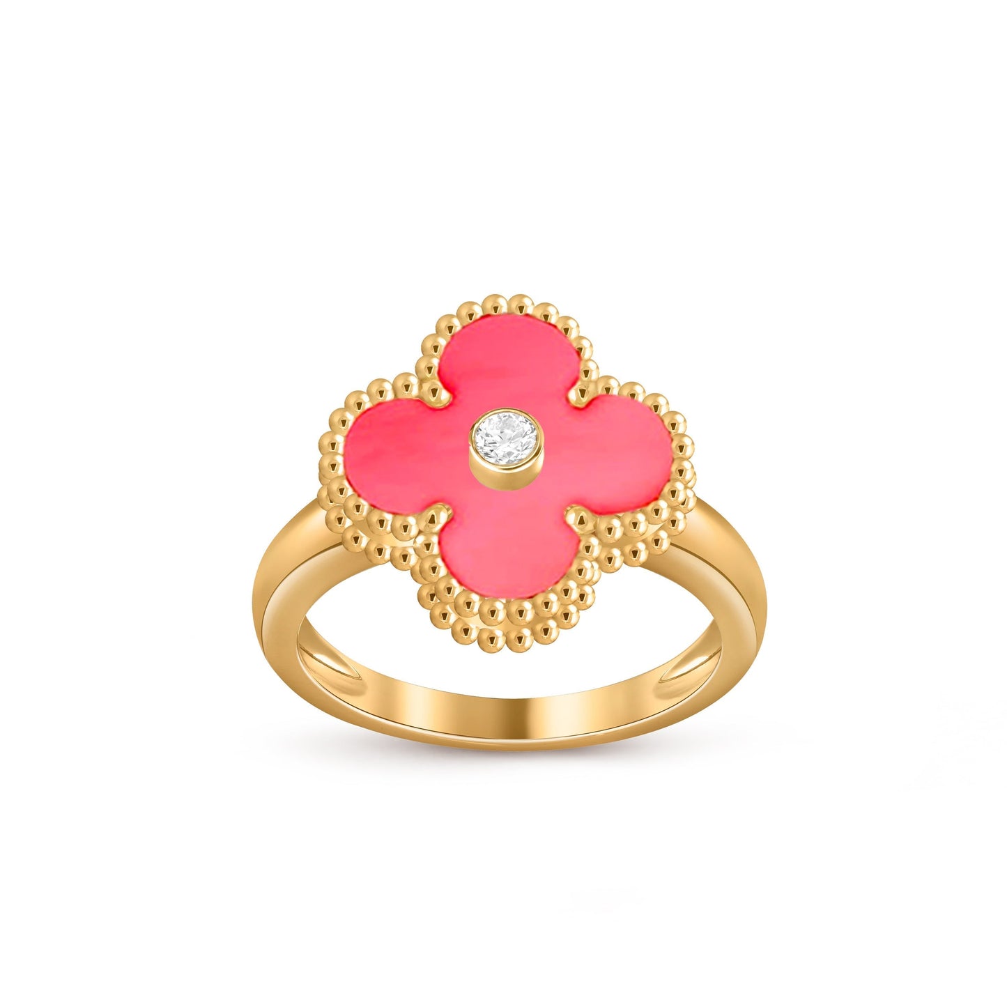 [Avelora]LUCKY CLOVER DIAMOND-ACCENT GOLD RING COLLECTION