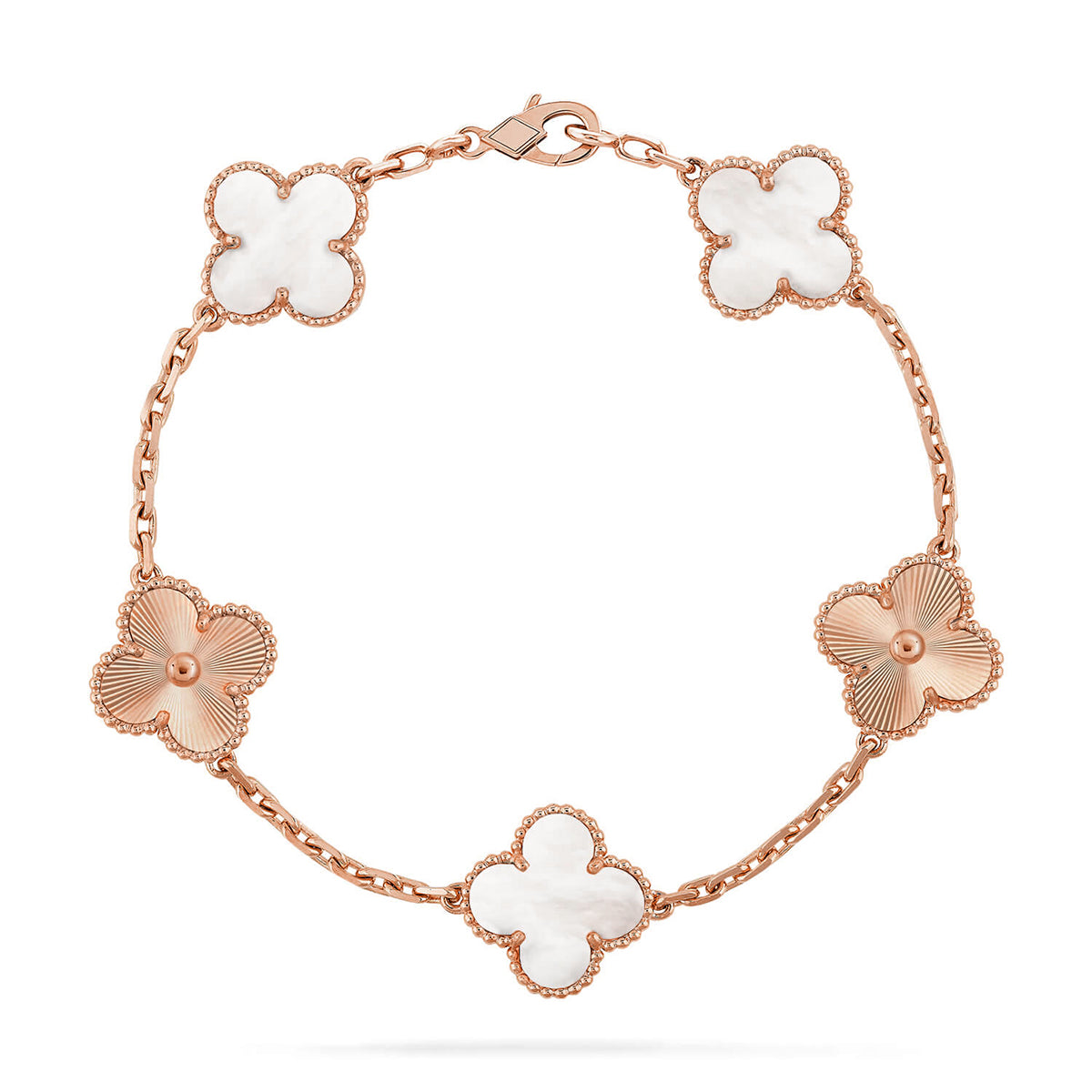 [Avelora]LUCKY CLOVER 5-MOTIF BRACELET - WHITE MOTHER-OF-PEARL COLLECTION