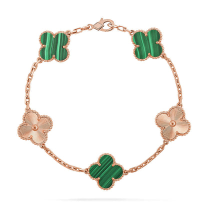 [Avelora]LUCKY CLOVER 5-MOTIF BRACELET - MALACHITE COLLECTION