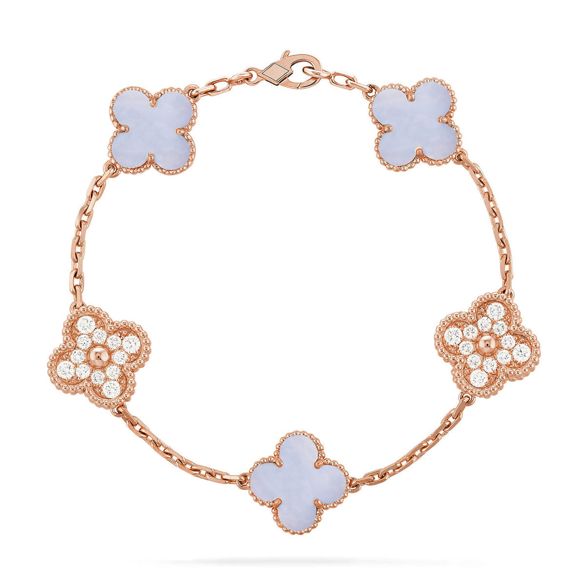 [Avelora]LUCKY CLOVER 5-MOTIF BRACELET - PURPLE CHALCEDONY COLLECTION