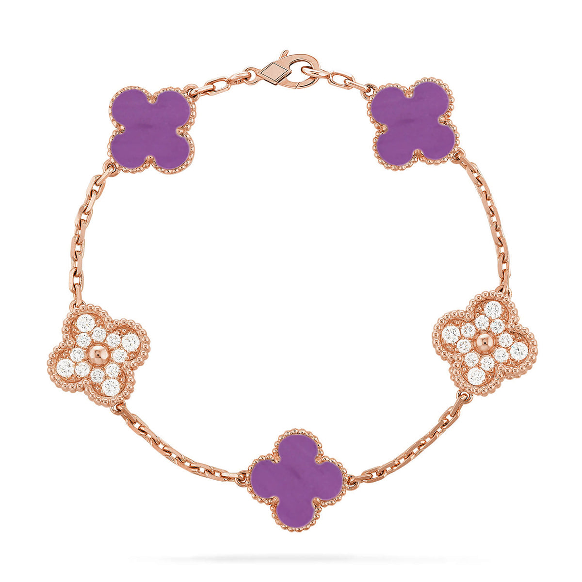 [Avelora]LUCKY CLOVER 5-MOTIF BRACELET - VIOLET COLLECTION