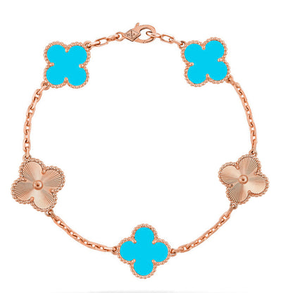 [Avelora]LUCKY CLOVER 5-MOTIF BRACELET - TURQUOISE COLLECTION