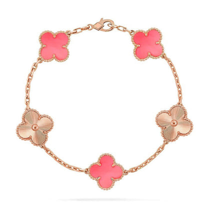 [Avelora]LUCKY CLOVER 5-MOTIF BRACELET - PINK MOTHER-OF-PEARL COLLECTION
