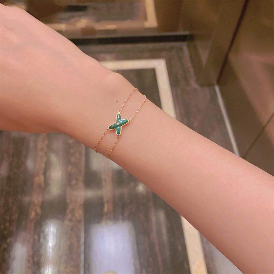 [Avelora]JEUX BRACELET MALACHITE ROSE GOLD 1 DIAMOND