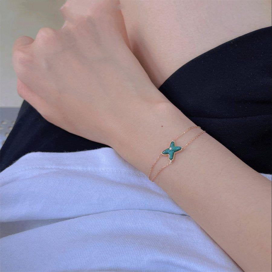 [Avelora]JEUX BRACELET MALACHITE ROSE GOLD 1 DIAMOND
